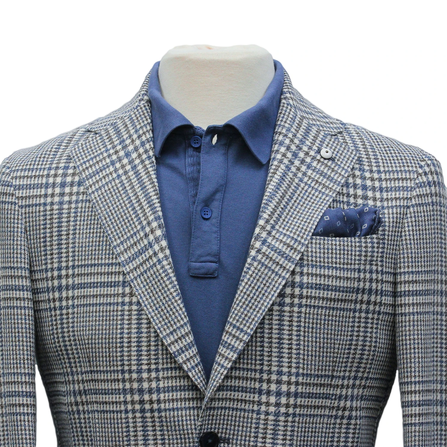 Blue Prince Of Wales Cotton Contemporary Fit Sport Jacket - L.B.M 1911 11 Blue Prince Of Wales Cotton Contemporary Fit Sport Jacket - L.B.M 1911 - Image 9