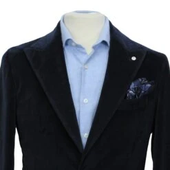 Navy Blue Cotton-Lyocell Velvet Contemporary Sport Jacket - L.B.M. 1911 18 Navy Blue Cotton-Lyocell Velvet Contemporary Sport Jacket - L.B.M. 1911 -ETON Store LBM 1911 45509 06 3
