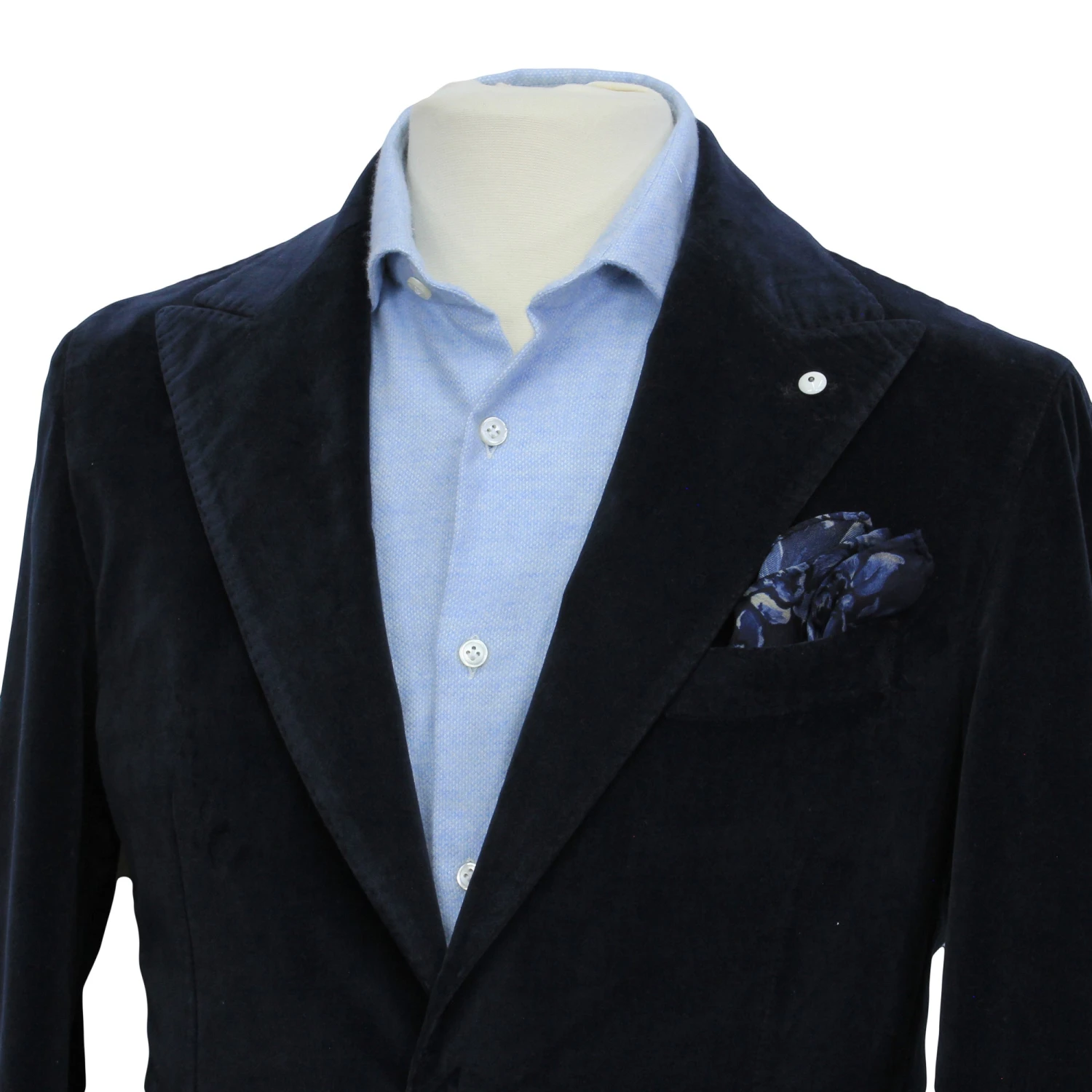 Navy Blue Cotton-Lyocell Velvet Contemporary Sport Jacket - L.B.M. 1911 4 Navy Blue Cotton-Lyocell Velvet Contemporary Sport Jacket - L.B.M. 1911 - Image 2