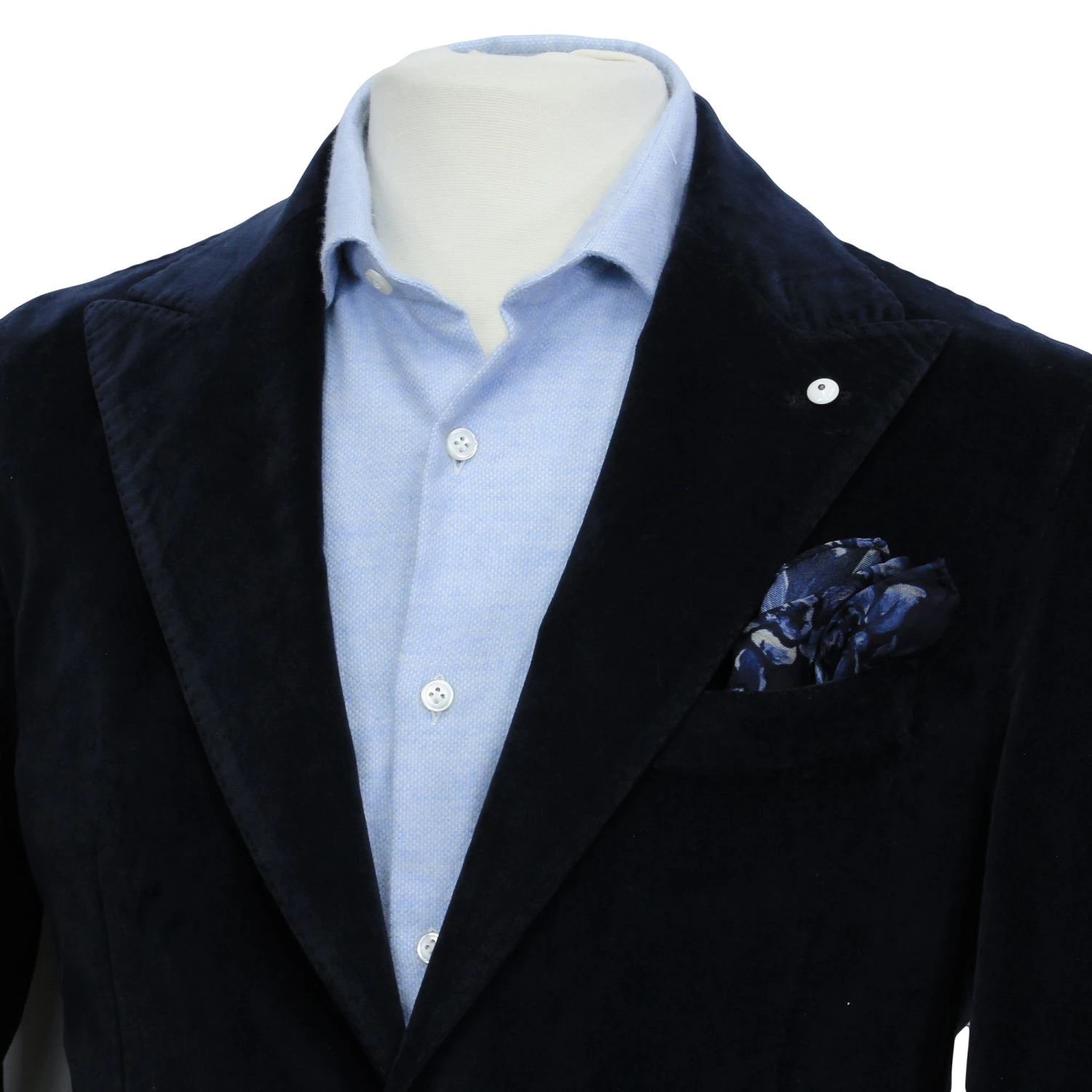 Navy Blue Cotton-Lyocell Velvet Contemporary Sport Jacket - L.B.M. 1911 8 Navy Blue Cotton-Lyocell Velvet Contemporary Sport Jacket - L.B.M. 1911 - Image 6