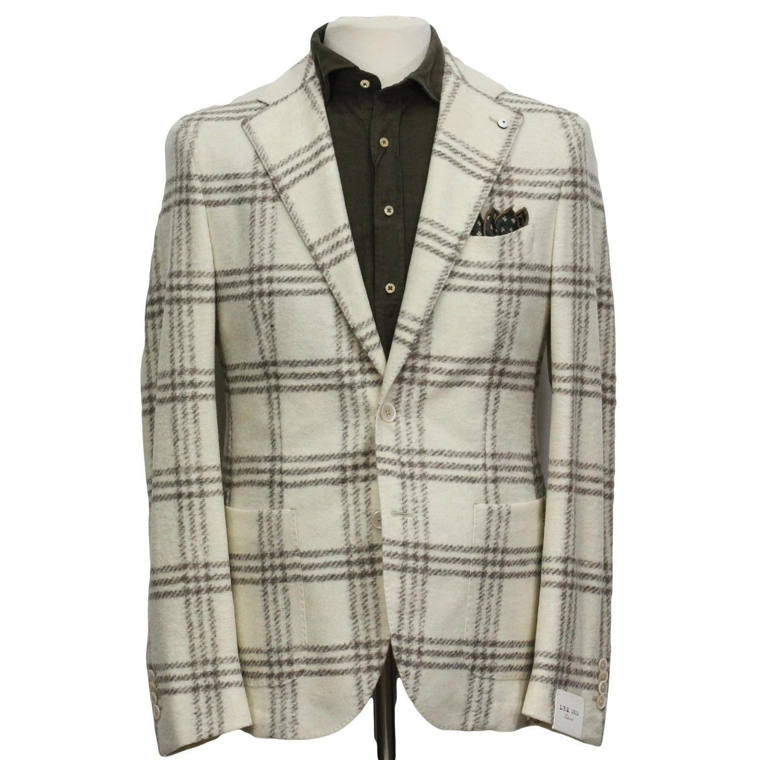 Cream Check Wool-Blend Unconstructed Contemporary Sport Jacket - L.B.M. 1911 3 Cream Check Wool-Blend Unconstructed Contemporary Sport Jacket - L.B.M. 1911