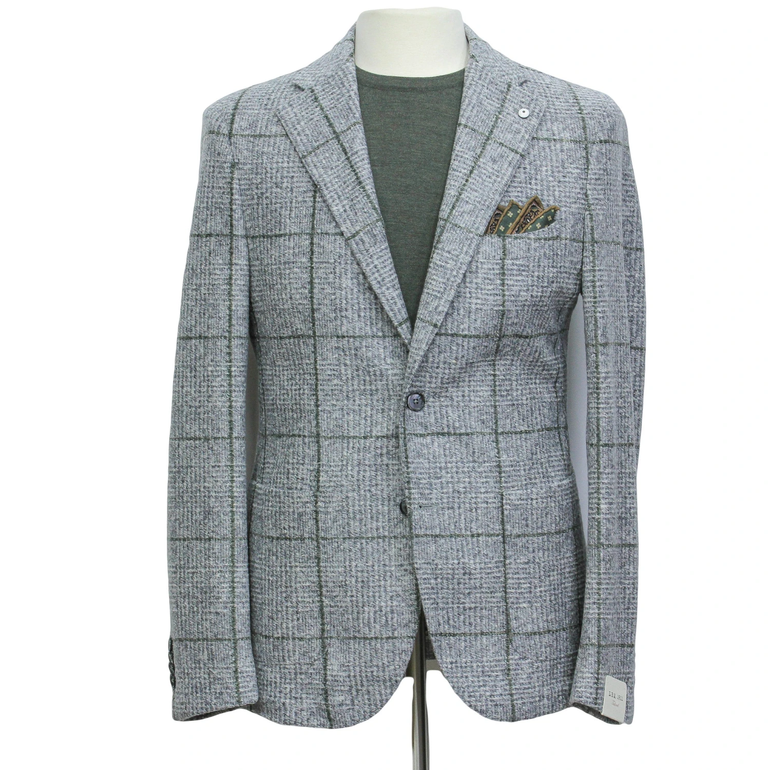 Gray Check Cotton-Wool Unconstructed Contemporary Sport Jacket - L.B.M. 1911 3 Gray Check Cotton-Wool Unconstructed Contemporary Sport Jacket - L.B.M. 1911