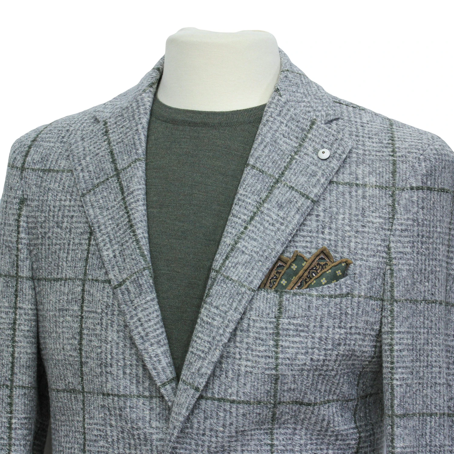 Gray Check Cotton-Wool Unconstructed Contemporary Sport Jacket - L.B.M. 1911 4 Gray Check Cotton-Wool Unconstructed Contemporary Sport Jacket - L.B.M. 1911 - Image 2