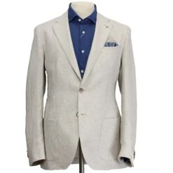 Oatmeal Houndstooth Linen Unconstructed Jacket - LBM 1911 -ETON Store LBM 32030 02 1