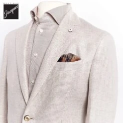 Oatmeal Houndstooth Linen Unconstructed Jacket - LBM 1911 -ETON Store LBM 32030 02