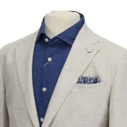 Oatmeal Houndstooth Linen Unconstructed Jacket - LBM 1911 -ETON Store LBM 32030 02 5