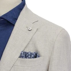 Oatmeal Houndstooth Linen Unconstructed Jacket - LBM 1911 -ETON Store LBM 32030 02 6