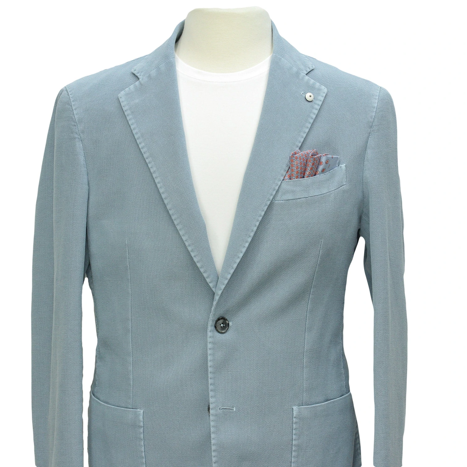 Ocean Blue Solid Cotton-Ramie Unconstructed Sport Jacket - L.B.M. 1911 6 Ocean Blue Solid Cotton-Ramie Unconstructed Sport Jacket - L.B.M. 1911 - Image 4