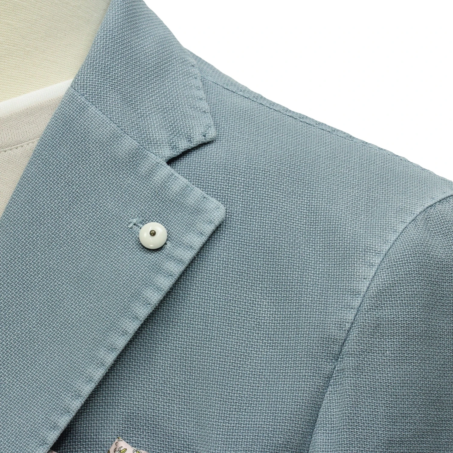 Ocean Blue Solid Cotton-Ramie Unconstructed Sport Jacket - L.B.M. 1911 8 Ocean Blue Solid Cotton-Ramie Unconstructed Sport Jacket - L.B.M. 1911 - Image 6