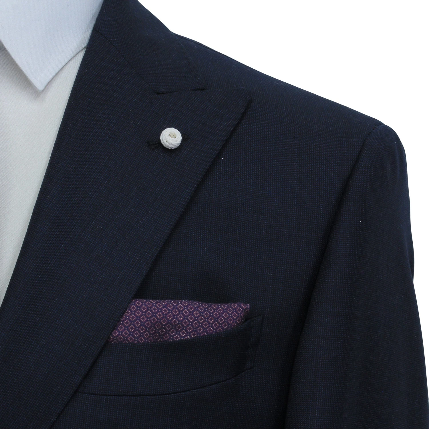 Navy Blue Nailhead Wool Mantua Slim Fit Suit Peak Lapel - Luigi Bianchi 9 Navy Blue Nailhead Wool Mantua Slim Fit Suit Peak Lapel - Luigi Bianchi - Image 7