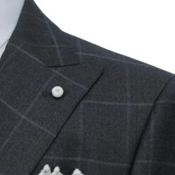 Gray Windowpane Wool Mantua Slim Fit Suit Peak Lapel - Luigi Bianchi 16 Gray Windowpane Wool Mantua Slim Fit Suit Peak Lapel - Luigi Bianchi -ETON Store LUIGI BIANCHI 00306 02 6