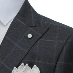 Gray Windowpane Wool Mantua Slim Fit Suit Peak Lapel - Luigi Bianchi 17 Gray Windowpane Wool Mantua Slim Fit Suit Peak Lapel - Luigi Bianchi -ETON Store LUIGI BIANCHI 00306 02 7