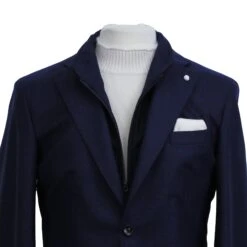Royal Blue Solid Wool Hybrid Sport Jacket With Bib - Luigi Bianchi -ETON Store LUIGI BIANCHI 00502 9 3
