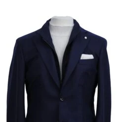 Royal Blue Solid Wool Hybrid Sport Jacket With Bib - Luigi Bianchi -ETON Store LUIGI BIANCHI 00502 9 4