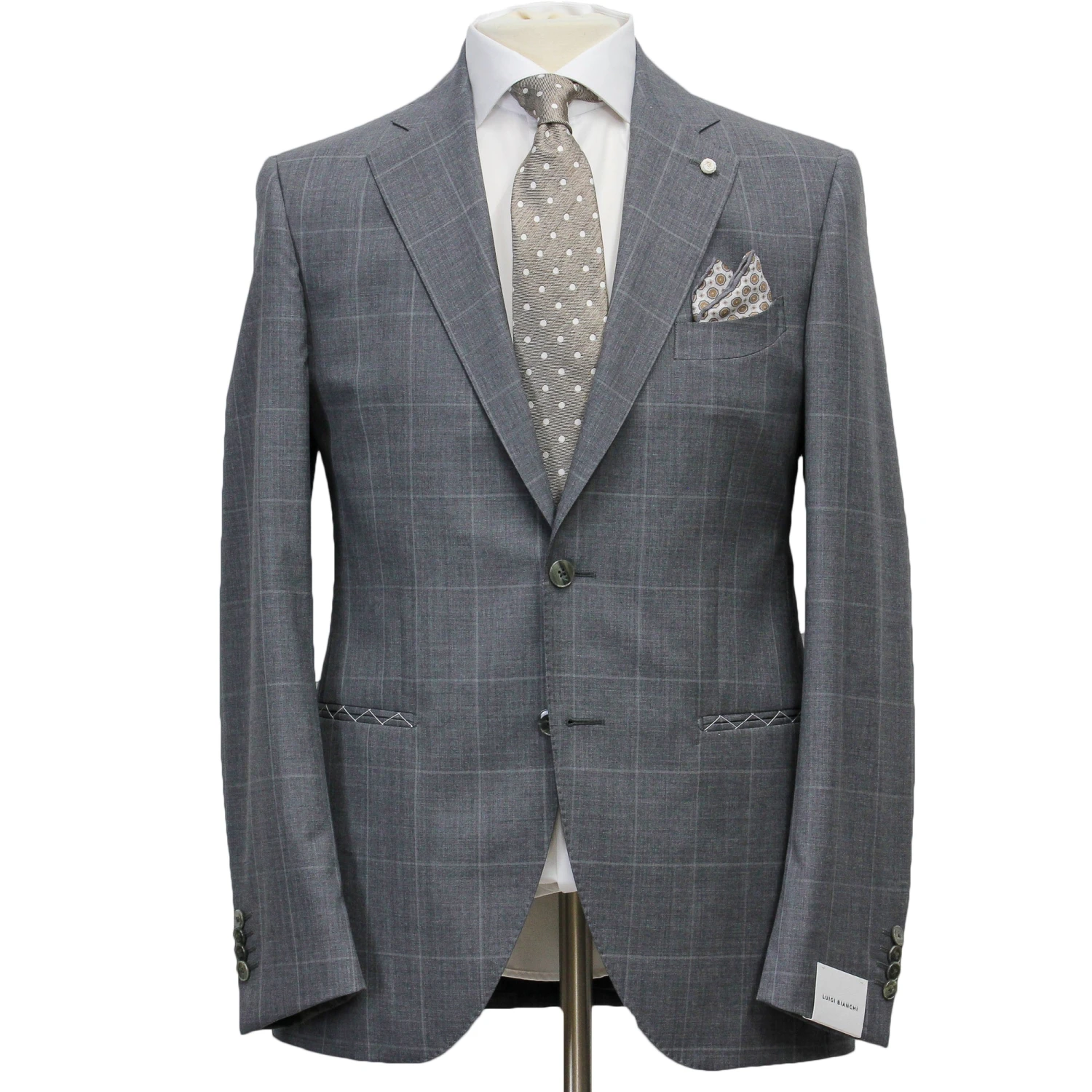Grey Check Contemporary Fit Suit - Luigi Bianchi Mantova 3 Grey Check Contemporary Fit Suit - Luigi Bianchi Mantova