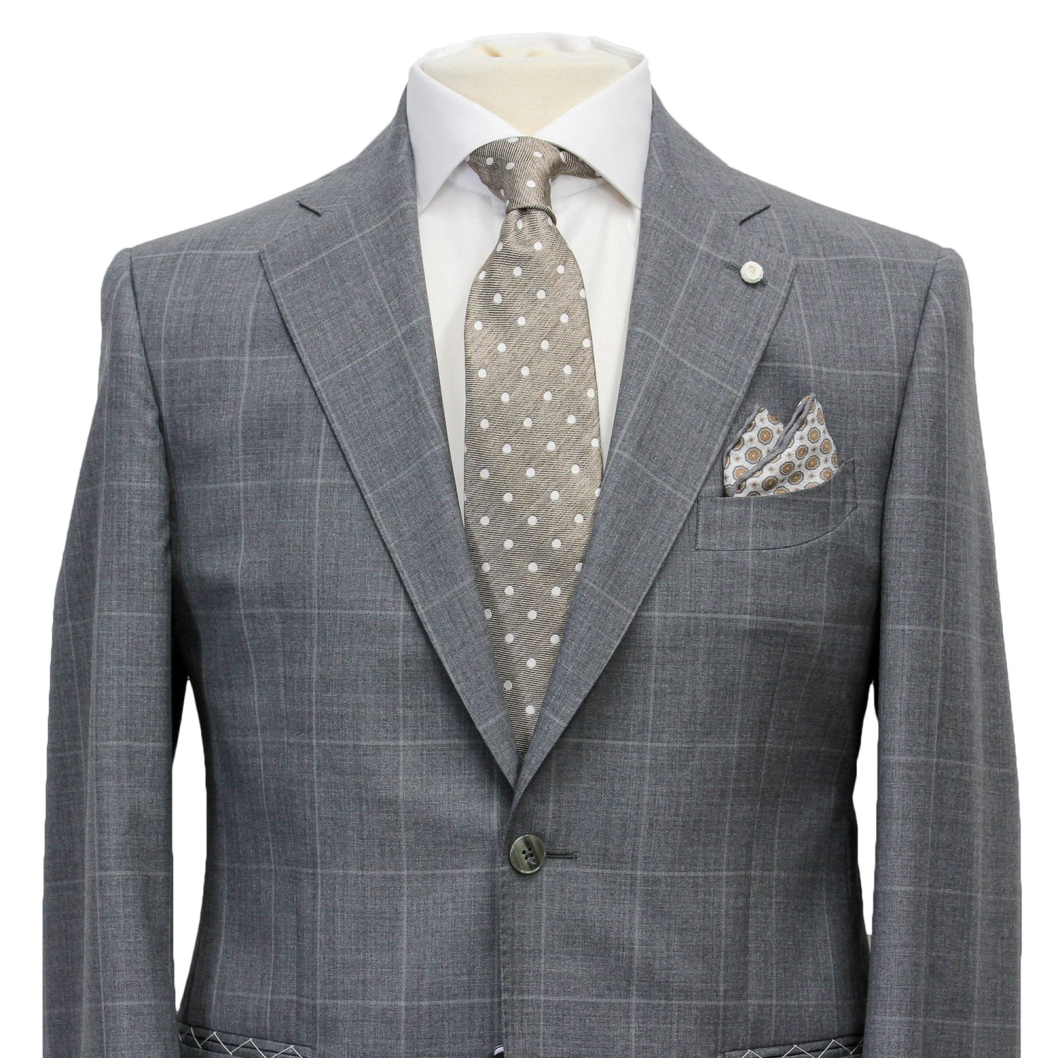 Grey Check Contemporary Fit Suit - Luigi Bianchi Mantova 4 Grey Check Contemporary Fit Suit - Luigi Bianchi Mantova - Image 2