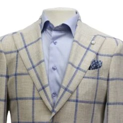 Bone Windowpane Wool-Silk-Cotton Dream Fit Sport Jacket - Luigi Bianchi 7 Bone Windowpane Wool-Silk-Cotton Dream Fit Sport Jacket - Luigi Bianchi -ETON Store LUIGI BIANCHI 42313 01 4