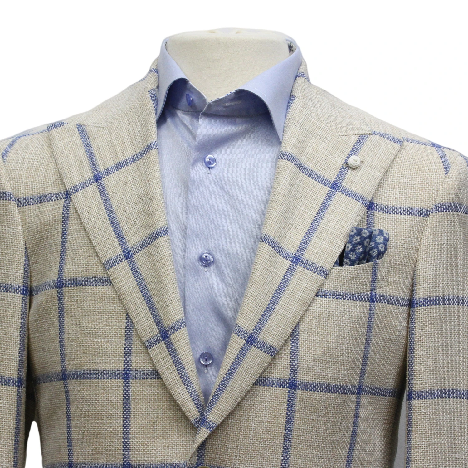 Bone Windowpane Wool-Silk-Cotton Dream Fit Sport Jacket - Luigi Bianchi 4 Bone Windowpane Wool-Silk-Cotton Dream Fit Sport Jacket - Luigi Bianchi - Image 2