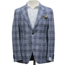 Light Blue Check Cotton-Wool Dream Fit Sport Jacket - Luigi Bianchi