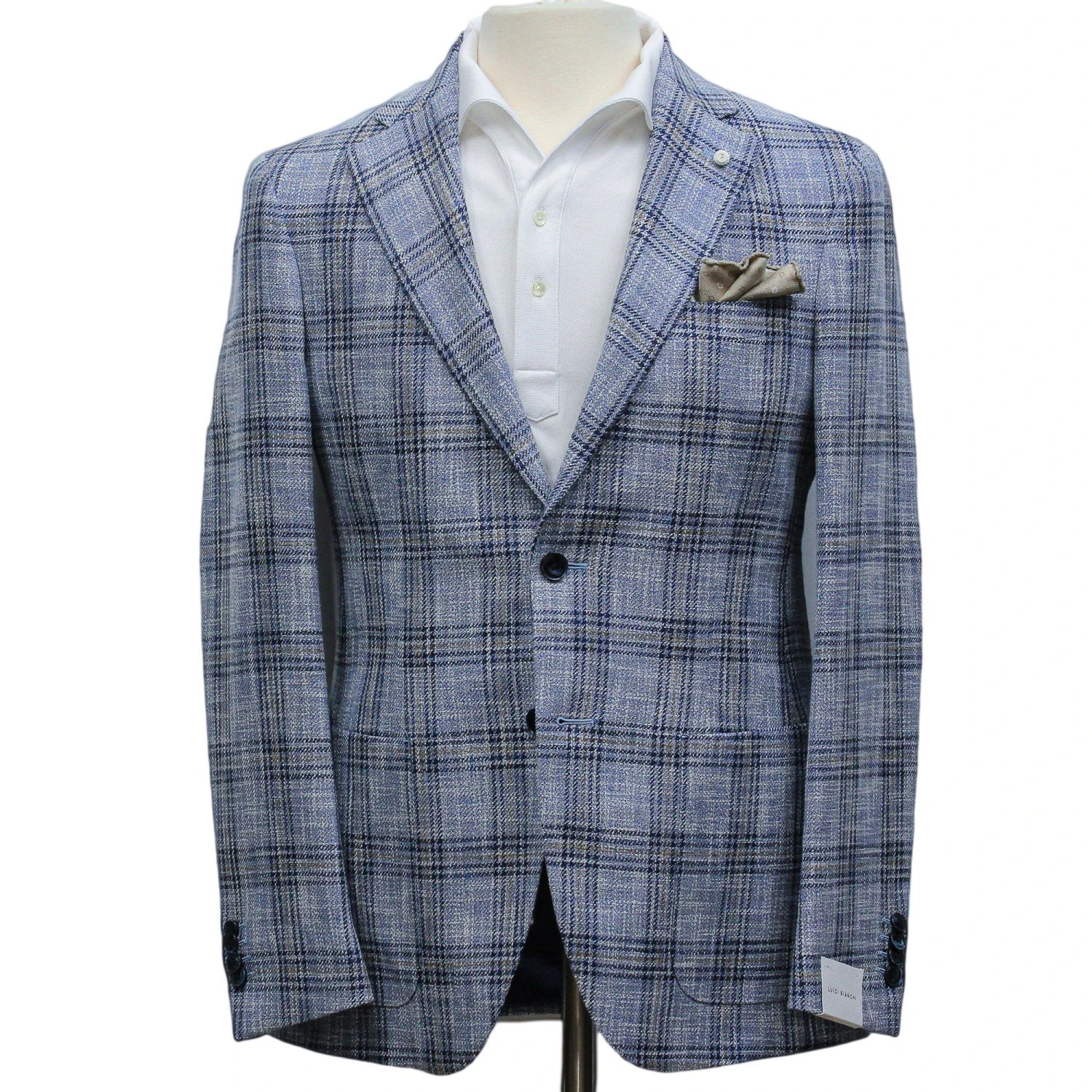 Light Blue Check Cotton-Wool Dream Fit Sport Jacket - Luigi Bianchi 3 Light Blue Check Cotton-Wool Dream Fit Sport Jacket - Luigi Bianchi
