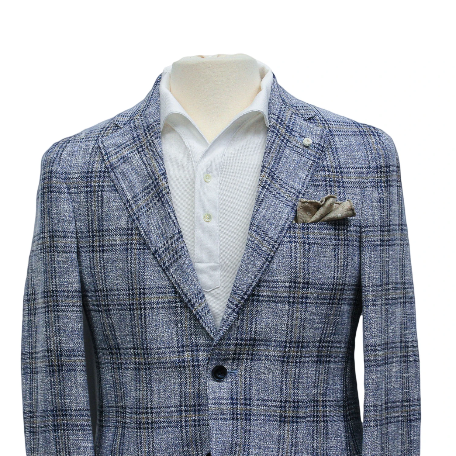 Light Blue Check Cotton-Wool Dream Fit Sport Jacket - Luigi Bianchi 5 Light Blue Check Cotton-Wool Dream Fit Sport Jacket - Luigi Bianchi - Image 3