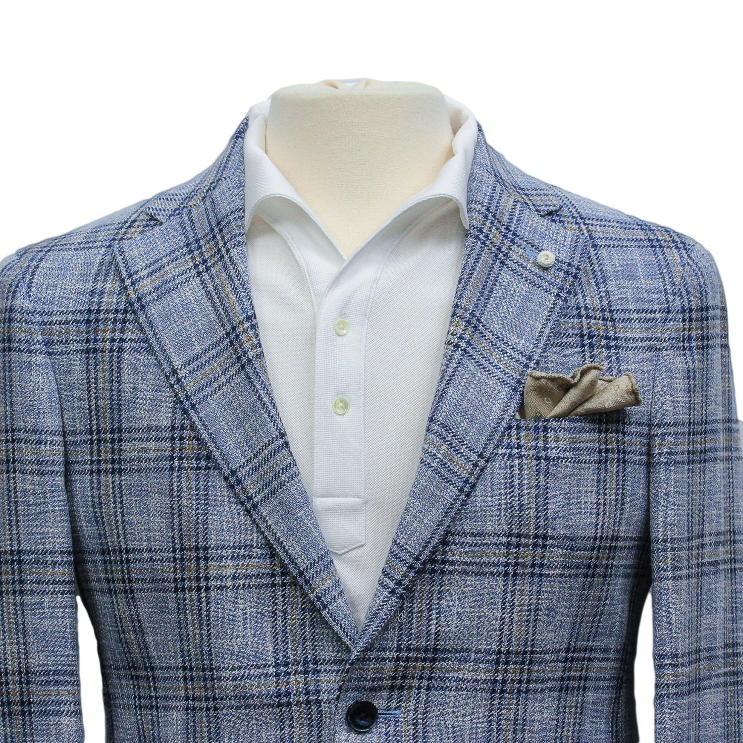 Light Blue Check Cotton-Wool Dream Fit Sport Jacket - Luigi Bianchi 6 Light Blue Check Cotton-Wool Dream Fit Sport Jacket - Luigi Bianchi - Image 4
