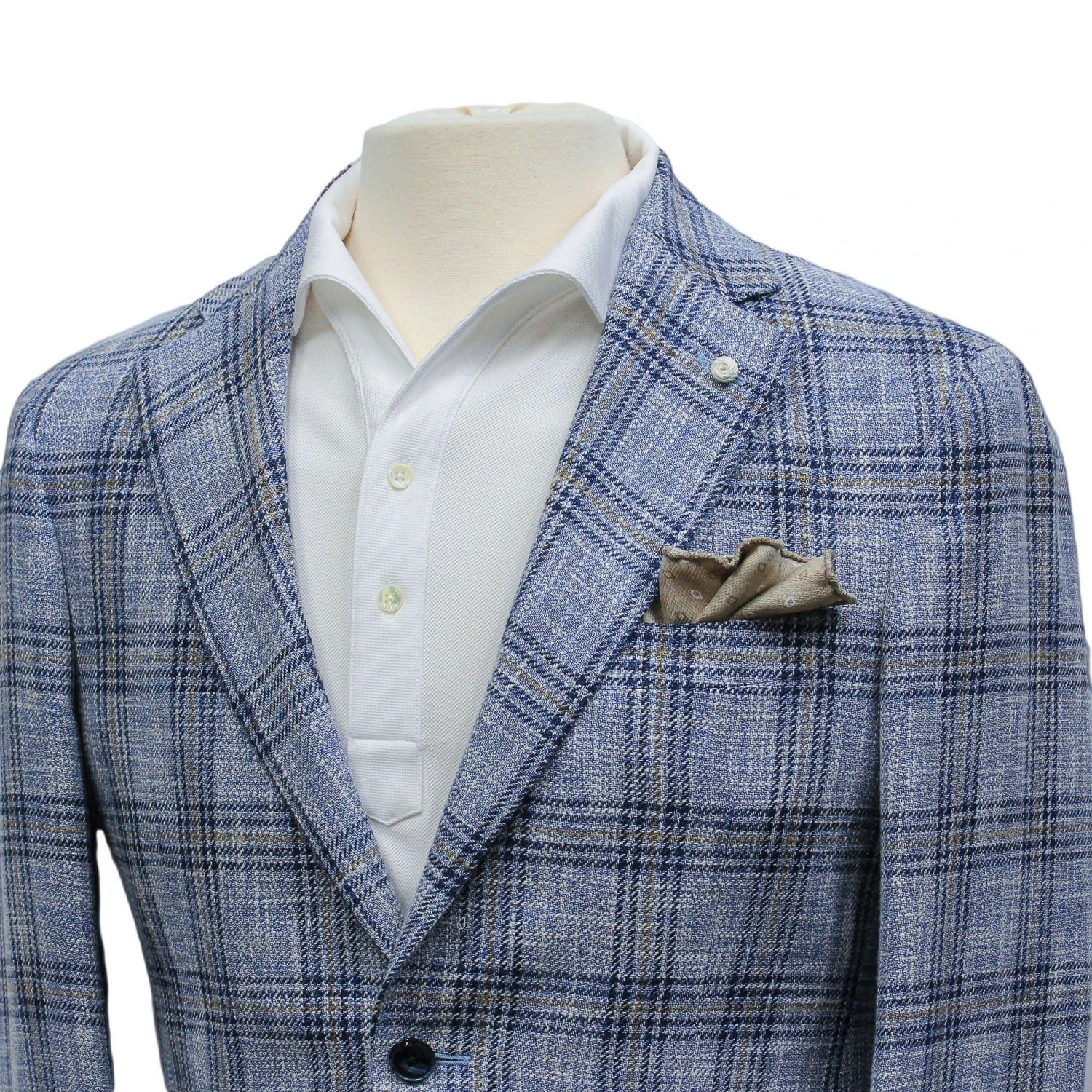 Light Blue Check Cotton-Wool Dream Fit Sport Jacket - Luigi Bianchi 4 Light Blue Check Cotton-Wool Dream Fit Sport Jacket - Luigi Bianchi - Image 2