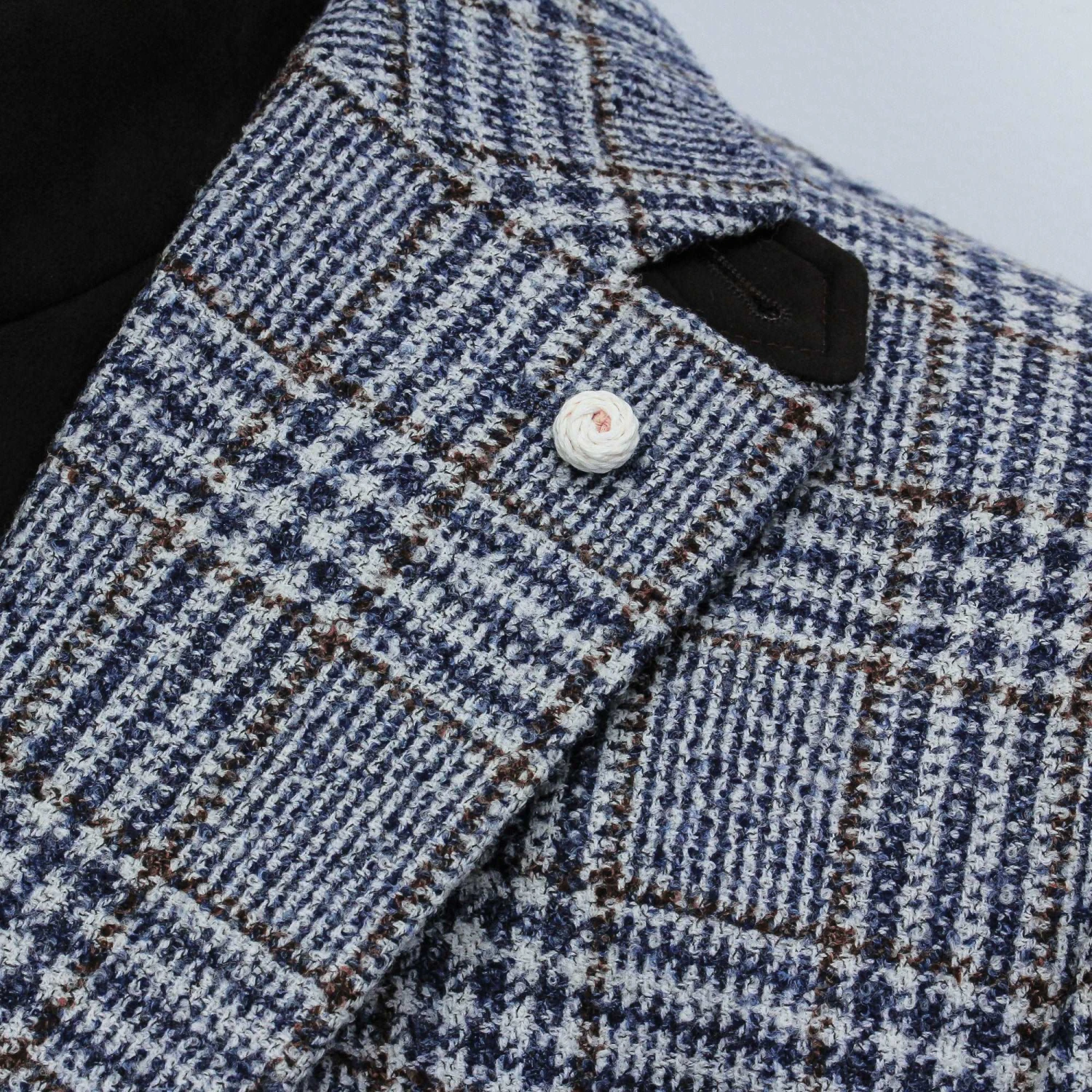 Blue & Brown Prince-of-Wales Wool Hybrid Sport Jacket With Bib - Luigi Bianchi 10 Blue & Brown Prince-of-Wales Wool Hybrid Sport Jacket With Bib - Luigi Bianchi - Image 8