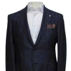 Navy Prince-of-Wales Wool/Silk/Cashmere Contemporary Fit Jacket - Luigi Bianchi 11 Navy Prince-of-Wales Wool/Silk/Cashmere Contemporary Fit Jacket - Luigi Bianchi -ETON Store LUIGI BIANCHI 42836 1 3
