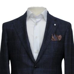 Navy Prince-of-Wales Wool/Silk/Cashmere Contemporary Fit Jacket - Luigi Bianchi 13 Navy Prince-of-Wales Wool/Silk/Cashmere Contemporary Fit Jacket - Luigi Bianchi -ETON Store LUIGI BIANCHI 42836 1 4