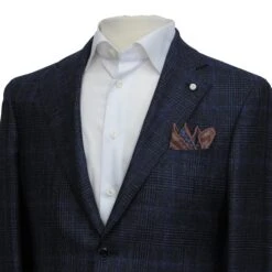 Navy Prince-of-Wales Wool/Silk/Cashmere Contemporary Fit Jacket - Luigi Bianchi 14 Navy Prince-of-Wales Wool/Silk/Cashmere Contemporary Fit Jacket - Luigi Bianchi -ETON Store LUIGI BIANCHI 42836 1 5