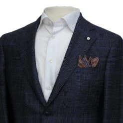 Navy Prince-of-Wales Wool/Silk/Cashmere Contemporary Fit Jacket - Luigi Bianchi 10 Navy Prince-of-Wales Wool/Silk/Cashmere Contemporary Fit Jacket - Luigi Bianchi -ETON Store LUIGI BIANCHI 42836 1 6