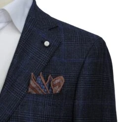 Navy Prince-of-Wales Wool/Silk/Cashmere Contemporary Fit Jacket - Luigi Bianchi 15 Navy Prince-of-Wales Wool/Silk/Cashmere Contemporary Fit Jacket - Luigi Bianchi -ETON Store LUIGI BIANCHI 42836 1 7