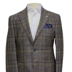 Brown & Navy Prince-of-Wales Wool/Silk/Cashmere Contemporary Fit Jacket - Luigi Bianchi 11 Brown & Navy Prince-of-Wales Wool/Silk/Cashmere Contemporary Fit Jacket - Luigi Bianchi -ETON Store LUIGI BIANCHI 42837 01 09