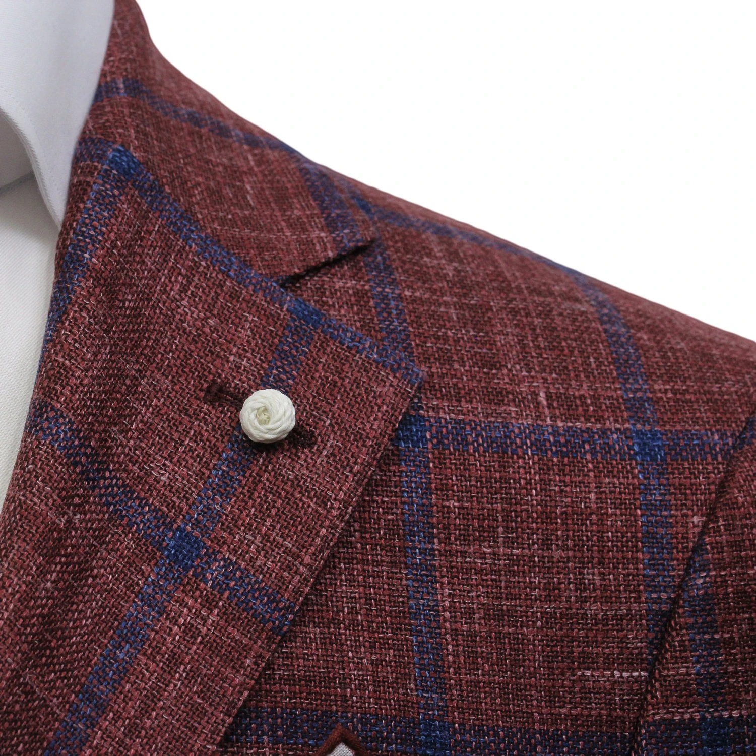 Red Windowpane Wool-Silk-Linen Dream Fit Sport Jacket - Luigi Bianchi 8 Red Windowpane Wool-Silk-Linen Dream Fit Sport Jacket - Luigi Bianchi - Image 6