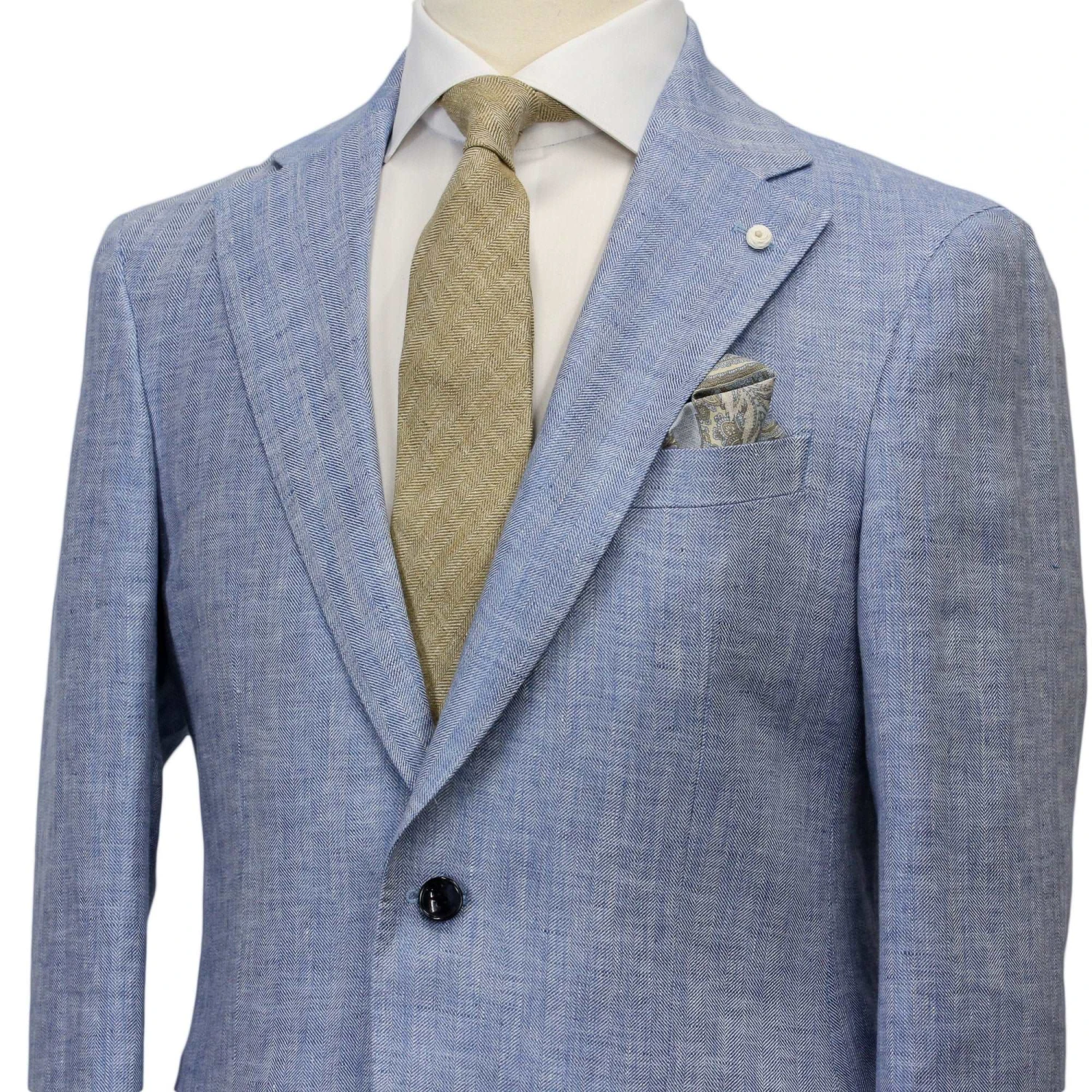 Azure Blue Linen Contemporary Fit Suit - Luigi Bianchi 4 Azure Blue Linen Contemporary Fit Suit - Luigi Bianchi - Image 2