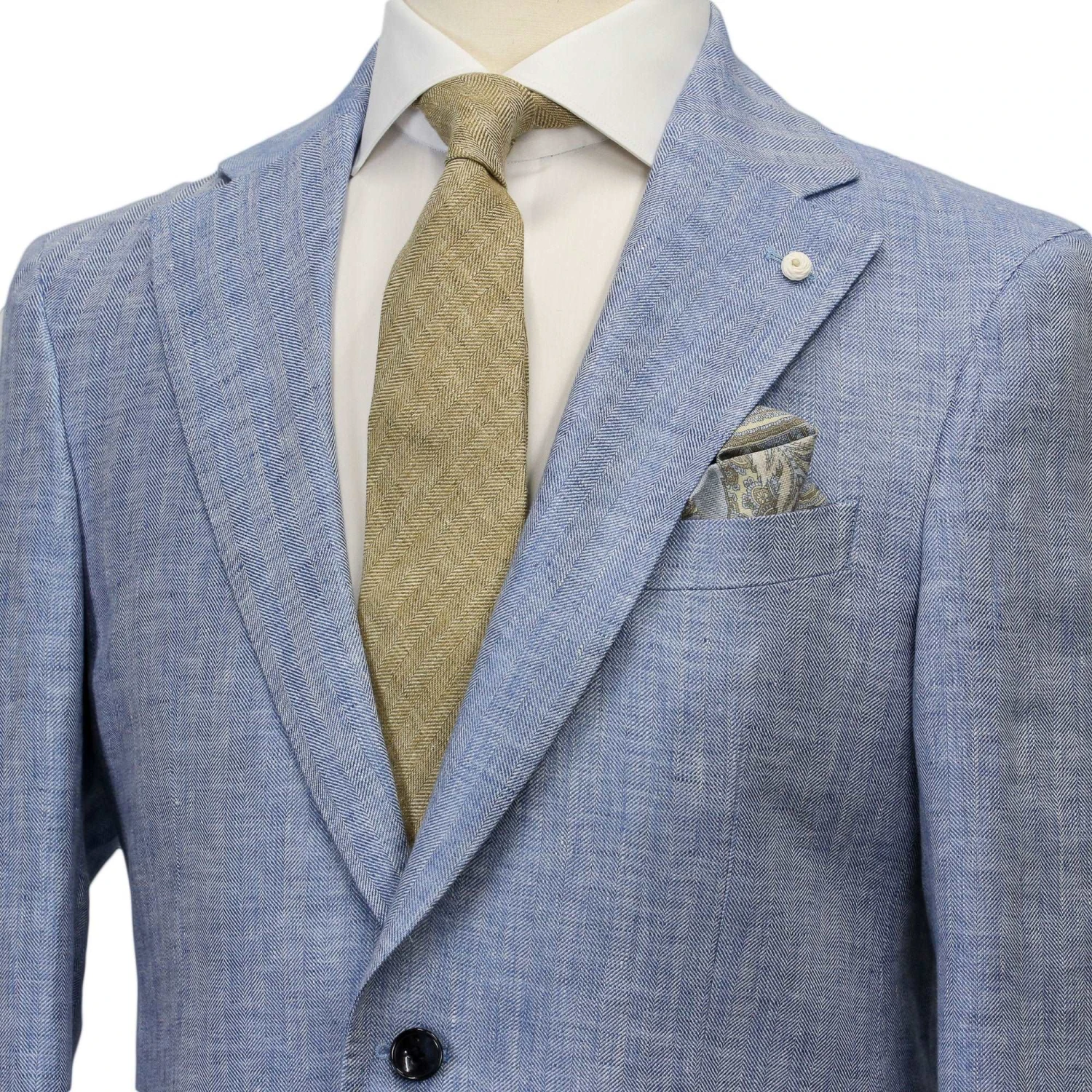 Azure Blue Linen Contemporary Fit Suit - Luigi Bianchi 8 Azure Blue Linen Contemporary Fit Suit - Luigi Bianchi - Image 6