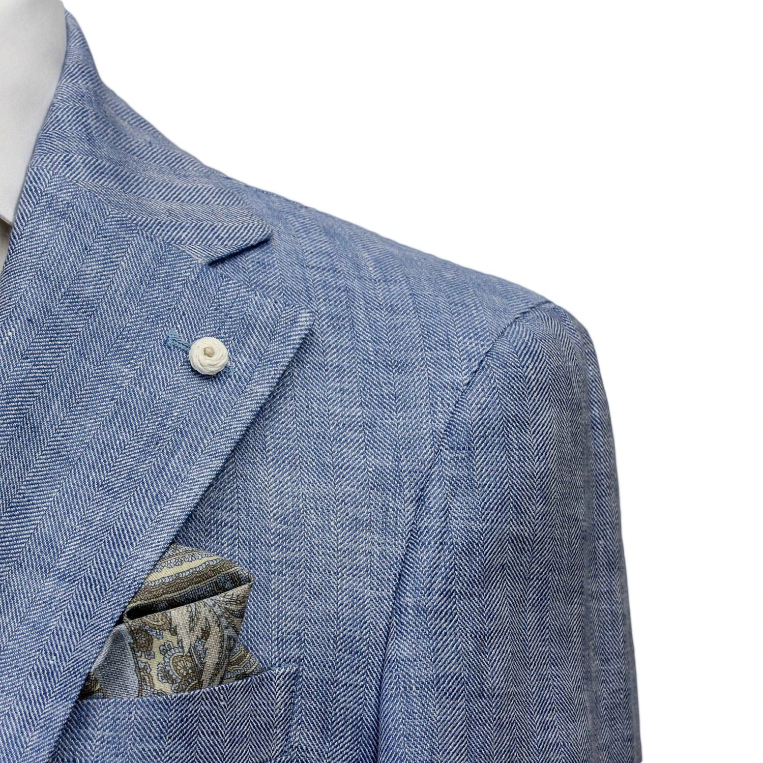 Azure Blue Linen Contemporary Fit Suit - Luigi Bianchi 9 Azure Blue Linen Contemporary Fit Suit - Luigi Bianchi - Image 7