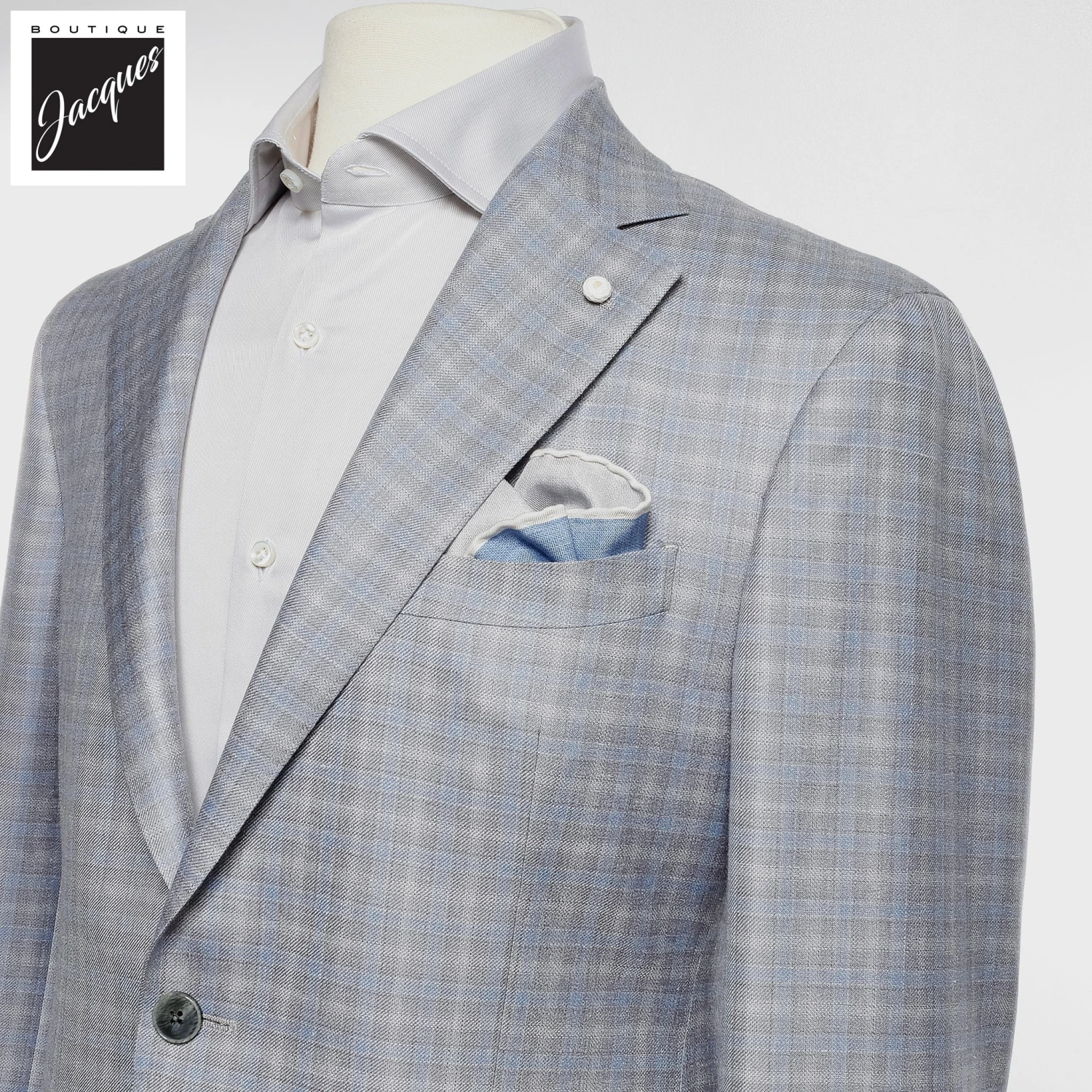 Blue Check Wool-Silk Dream Fit Sport Jacket - Luigi Bianchi 4 Blue Check Wool-Silk Dream Fit Sport Jacket - Luigi Bianchi - Image 2