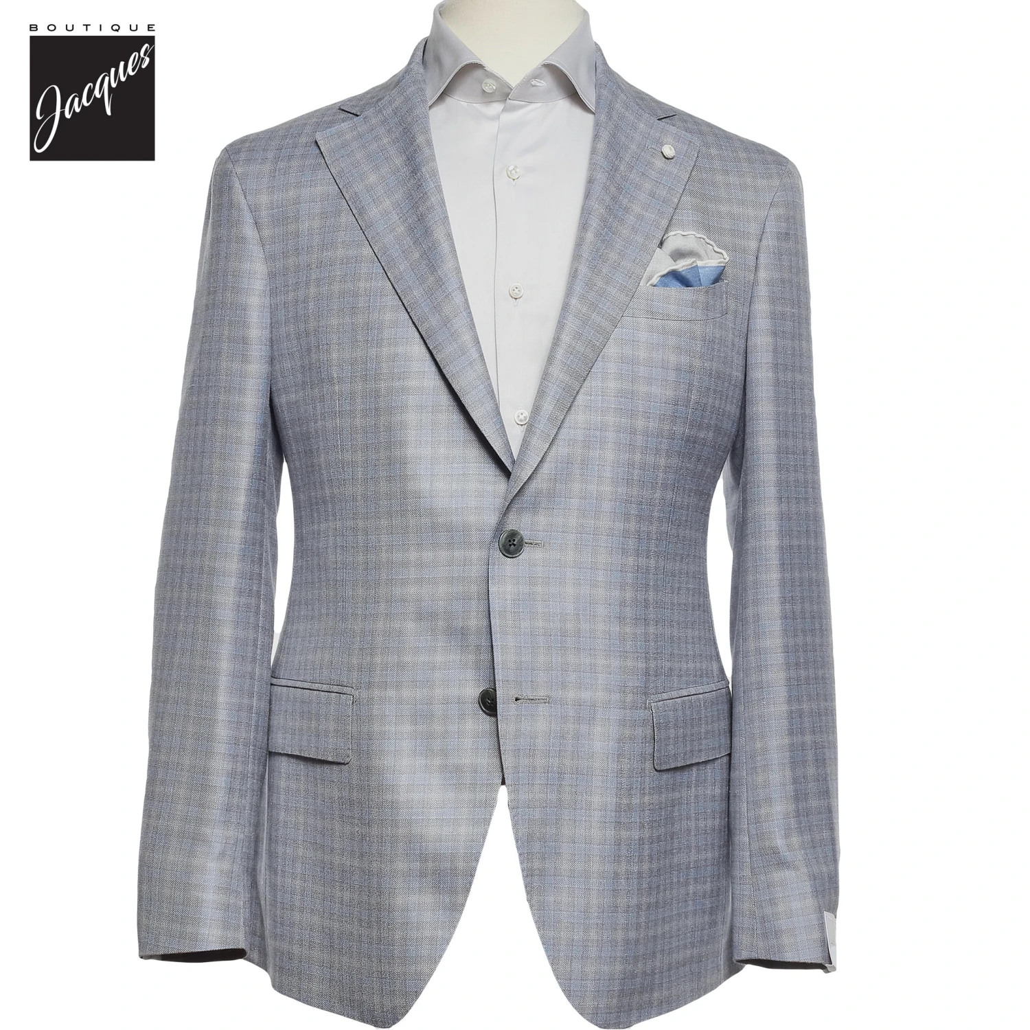 Blue Check Wool-Silk Dream Fit Sport Jacket - Luigi Bianchi 3 Blue Check Wool-Silk Dream Fit Sport Jacket - Luigi Bianchi