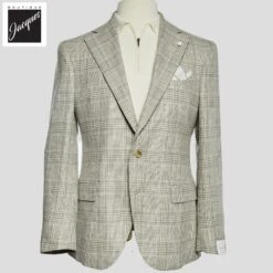 Green Prince Of Wales Wool-Silk Dream Fit Sport Jacket - Luigi Bianchi