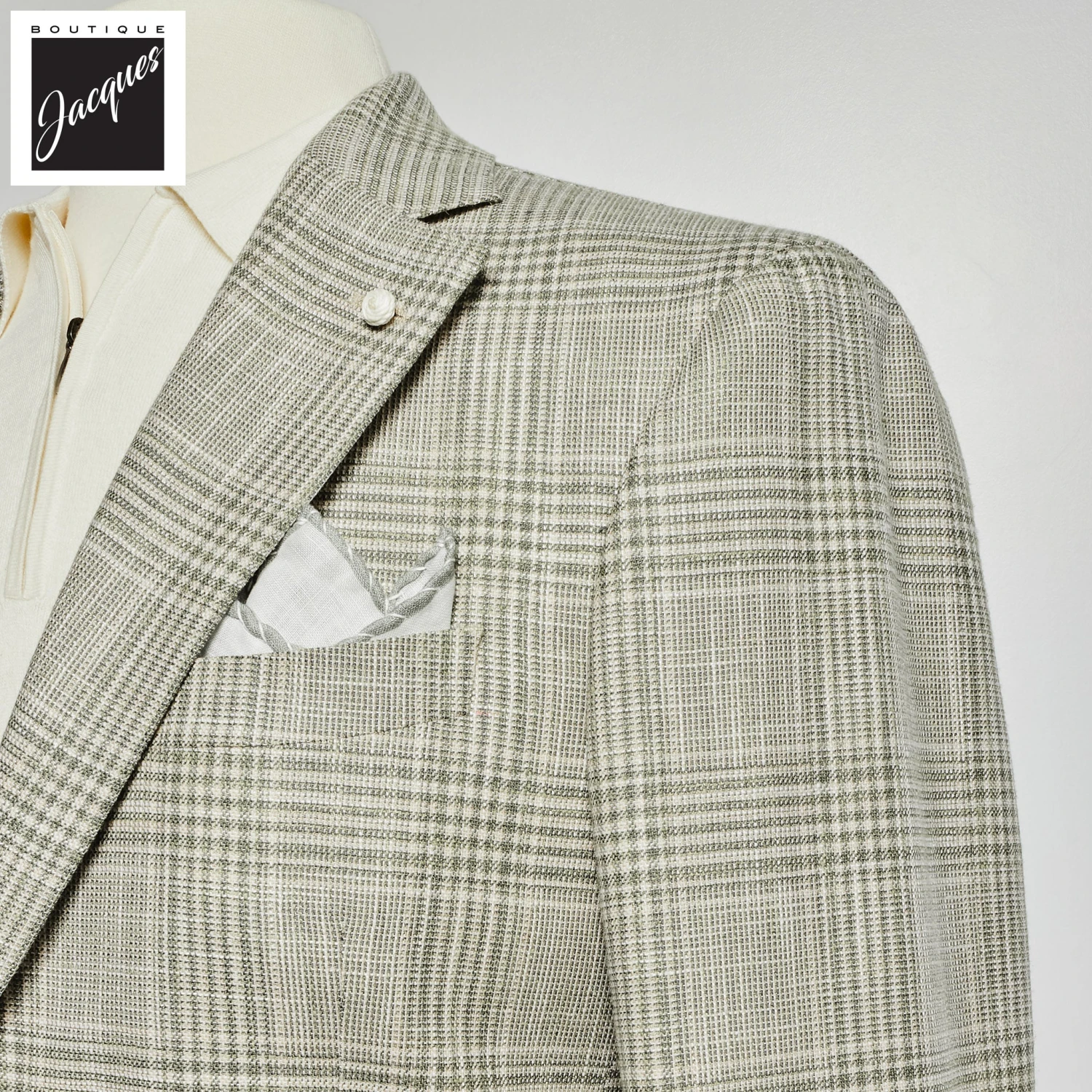 Green Prince Of Wales Wool-Silk Dream Fit Sport Jacket - Luigi Bianchi 4 Green Prince Of Wales Wool-Silk Dream Fit Sport Jacket - Luigi Bianchi - Image 2