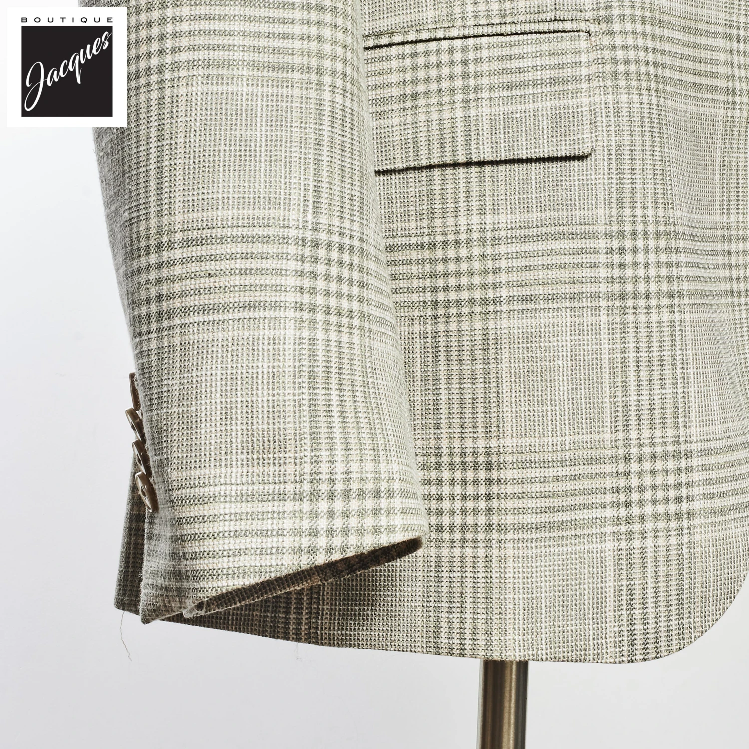 Green Prince Of Wales Wool-Silk Dream Fit Sport Jacket - Luigi Bianchi 5 Green Prince Of Wales Wool-Silk Dream Fit Sport Jacket - Luigi Bianchi - Image 3