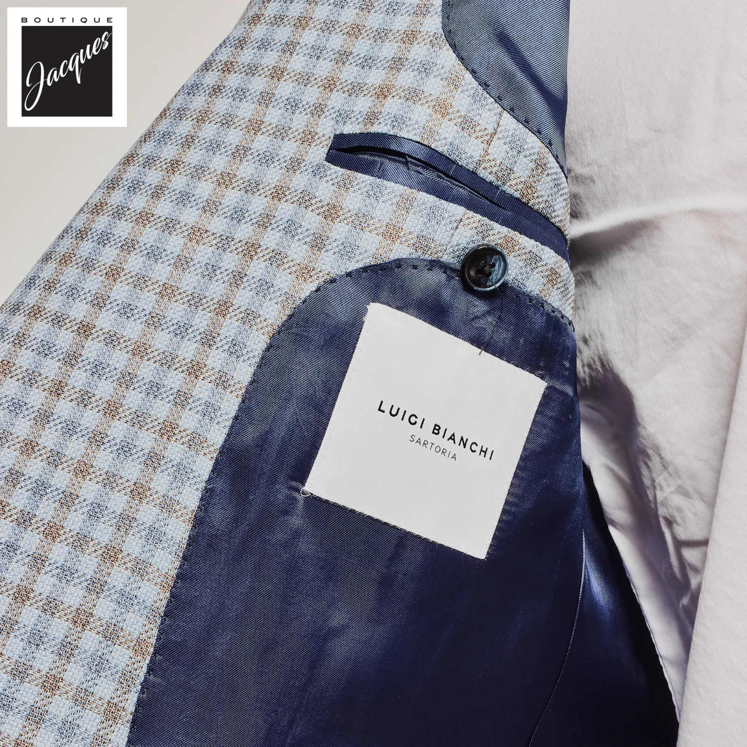 Light Blue Check Dream Fit Sport Jacket - Luigi Bianchi 6 Light Blue Check Dream Fit Sport Jacket - Luigi Bianchi - Image 4