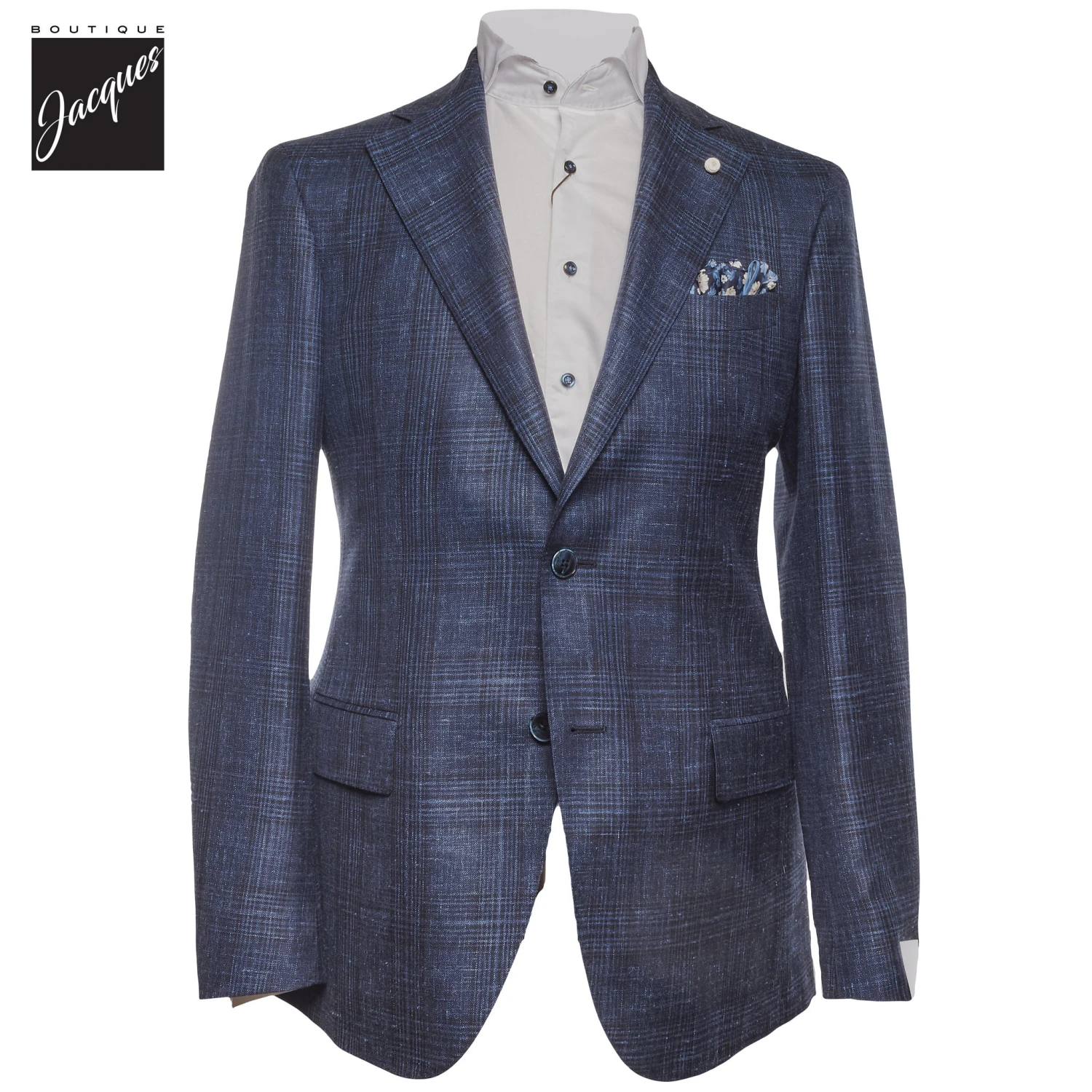 Blue Check Wool-Silk Di Delfino Dream Fit Sport Jacket - Luigi Bianchi 3 Blue Check Wool-Silk Di Delfino Dream Fit Sport Jacket - Luigi Bianchi