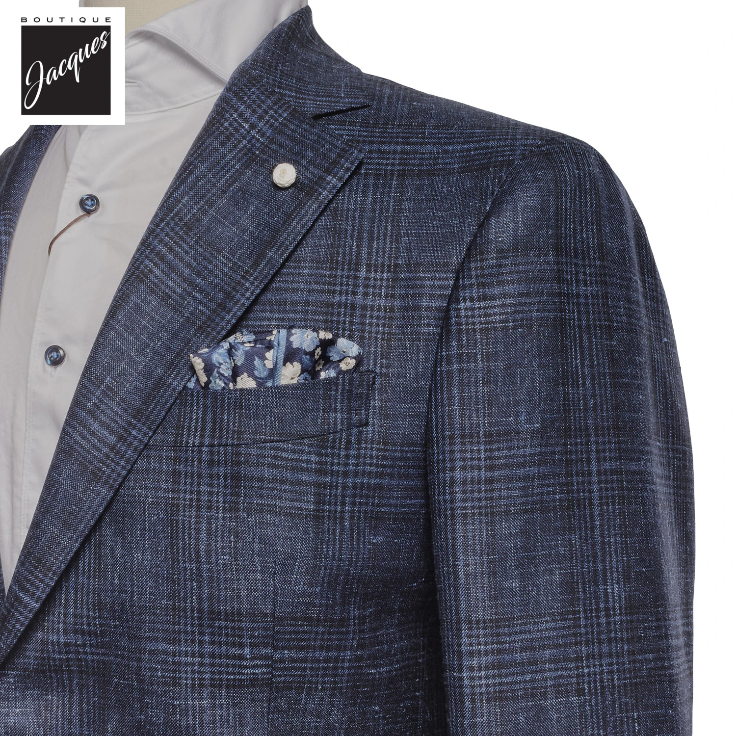 Blue Check Wool-Silk Di Delfino Dream Fit Sport Jacket - Luigi Bianchi 4 Blue Check Wool-Silk Di Delfino Dream Fit Sport Jacket - Luigi Bianchi - Image 2