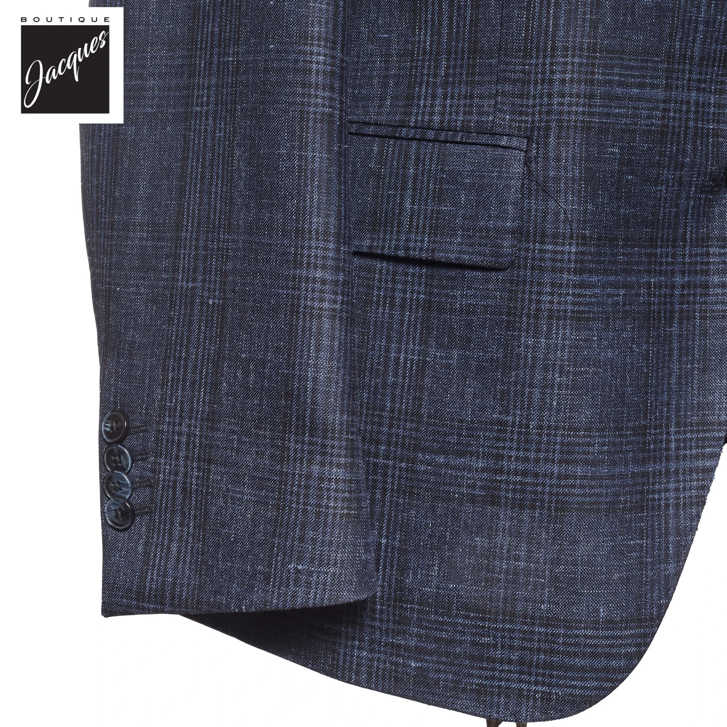 Blue Check Wool-Silk Di Delfino Dream Fit Sport Jacket - Luigi Bianchi 5 Blue Check Wool-Silk Di Delfino Dream Fit Sport Jacket - Luigi Bianchi - Image 3