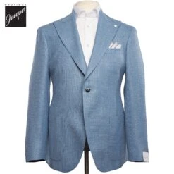 Light Blue Wool-Linen-Silk Dream Fit Sport Jacket - Luigi Bianchi
