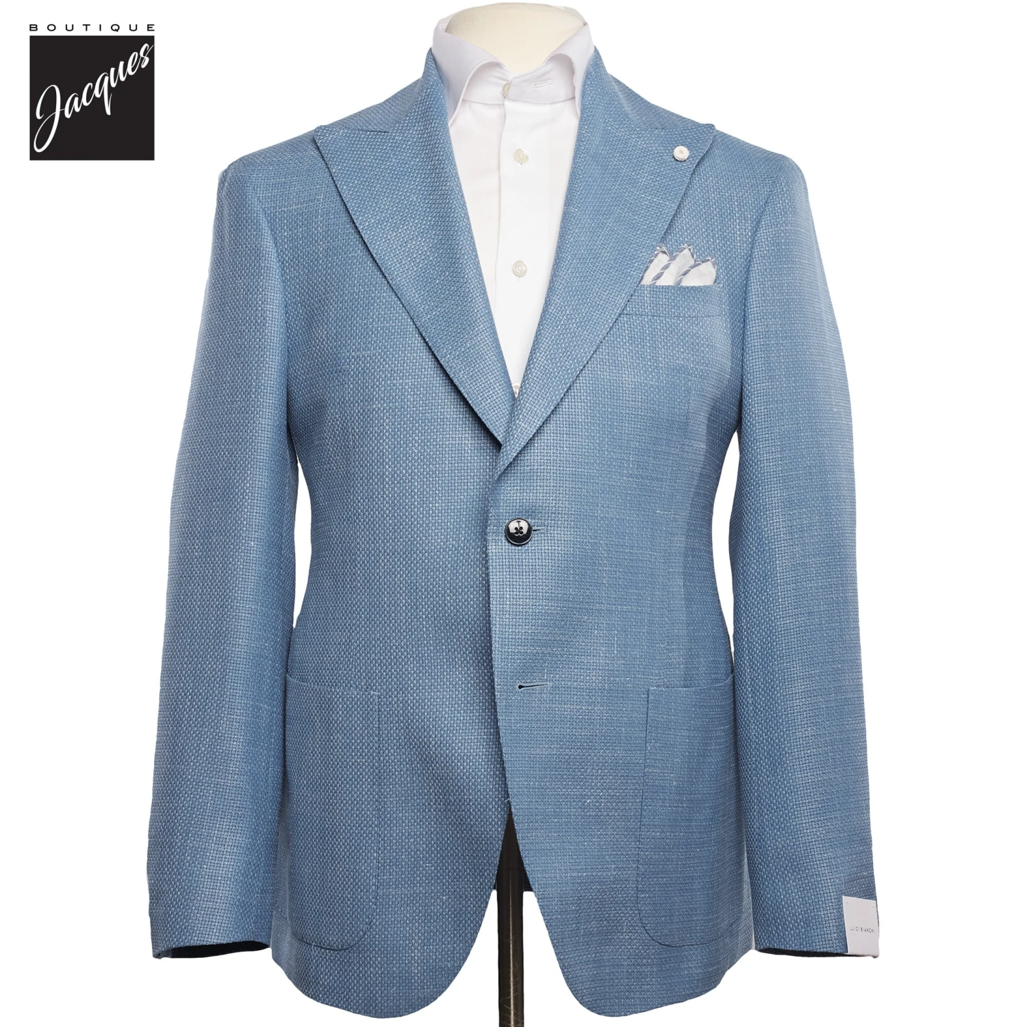 Light Blue Wool-Linen-Silk Dream Fit Sport Jacket - Luigi Bianchi 3 Light Blue Wool-Linen-Silk Dream Fit Sport Jacket - Luigi Bianchi