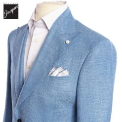 Light Blue Wool-Linen-Silk Dream Fit Sport Jacket - Luigi Bianchi 8 Light Blue Wool-Linen-Silk Dream Fit Sport Jacket - Luigi Bianchi -ETON Store LUIGIBIANCHI52092 1 2